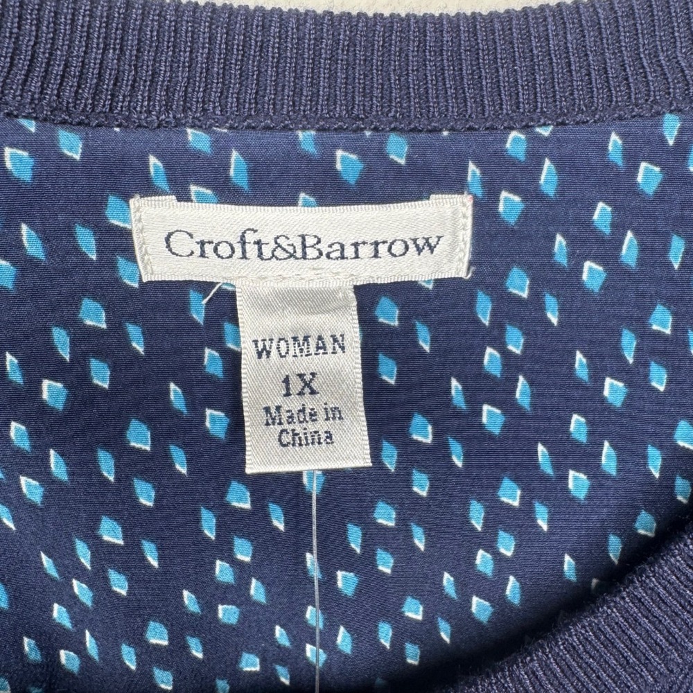 Croft & Barrow Navy Blue Layered Look Tunic Sweater Plus Size 1X New With Tags - Picture 2 of 7